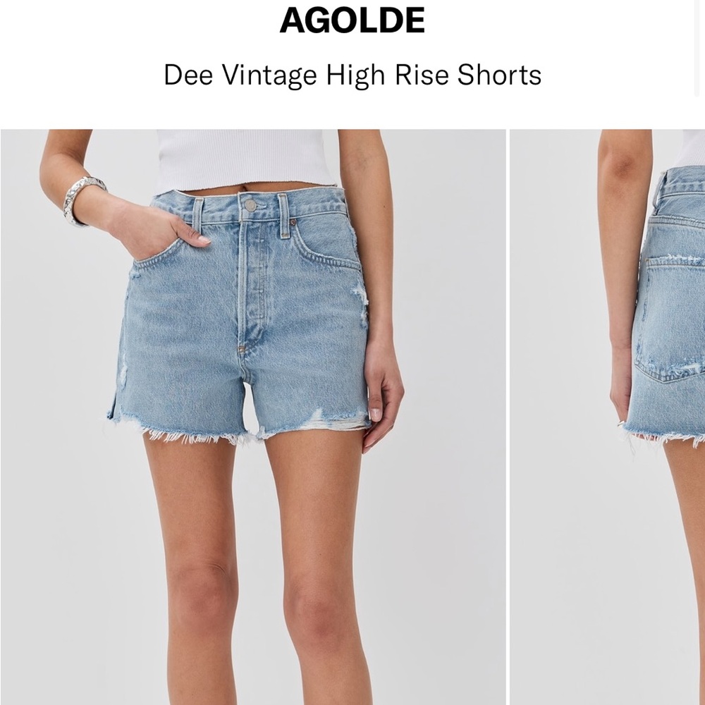 Agolde High Waist Blue Denim Shorts
